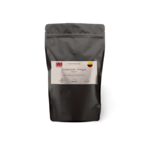 Guatemala Antigua in a black coffee pouch with product label