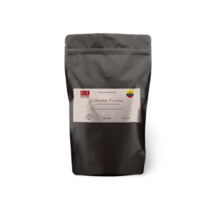 Colombia Excelso in a black coffee pouch