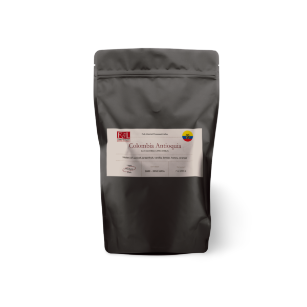 Colombia Antioquia in a black coffee pouch