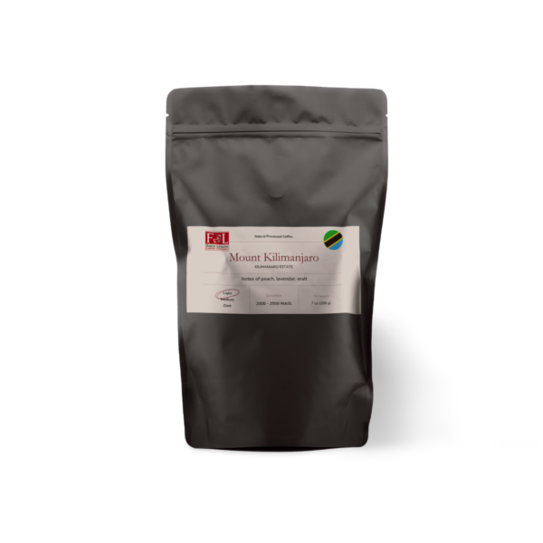 Mount Kilimanjaro in a black coffee pouch